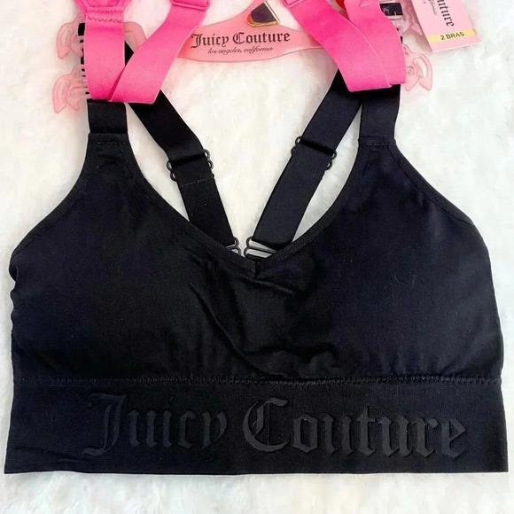 Juicy Couture Pink & Black 2 Bralette Sports Bras Size S NWT - Picture 3 of 8